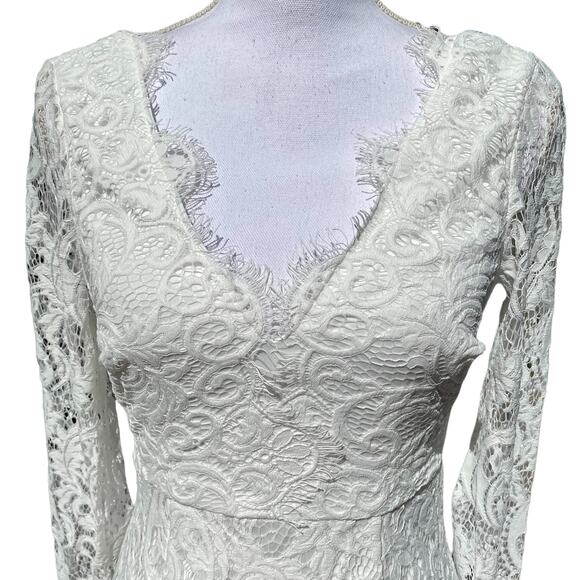 Lulus Way to Be Loved White Lace Long Sleeve Maxi Dress Women's Size Extra Small - Picture 8 of 14